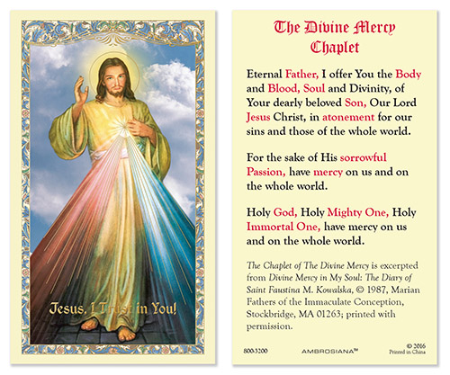 Prayer Card Divine Mercy Laminated 25pkg 115 Ea Mpn800 3200 Cb