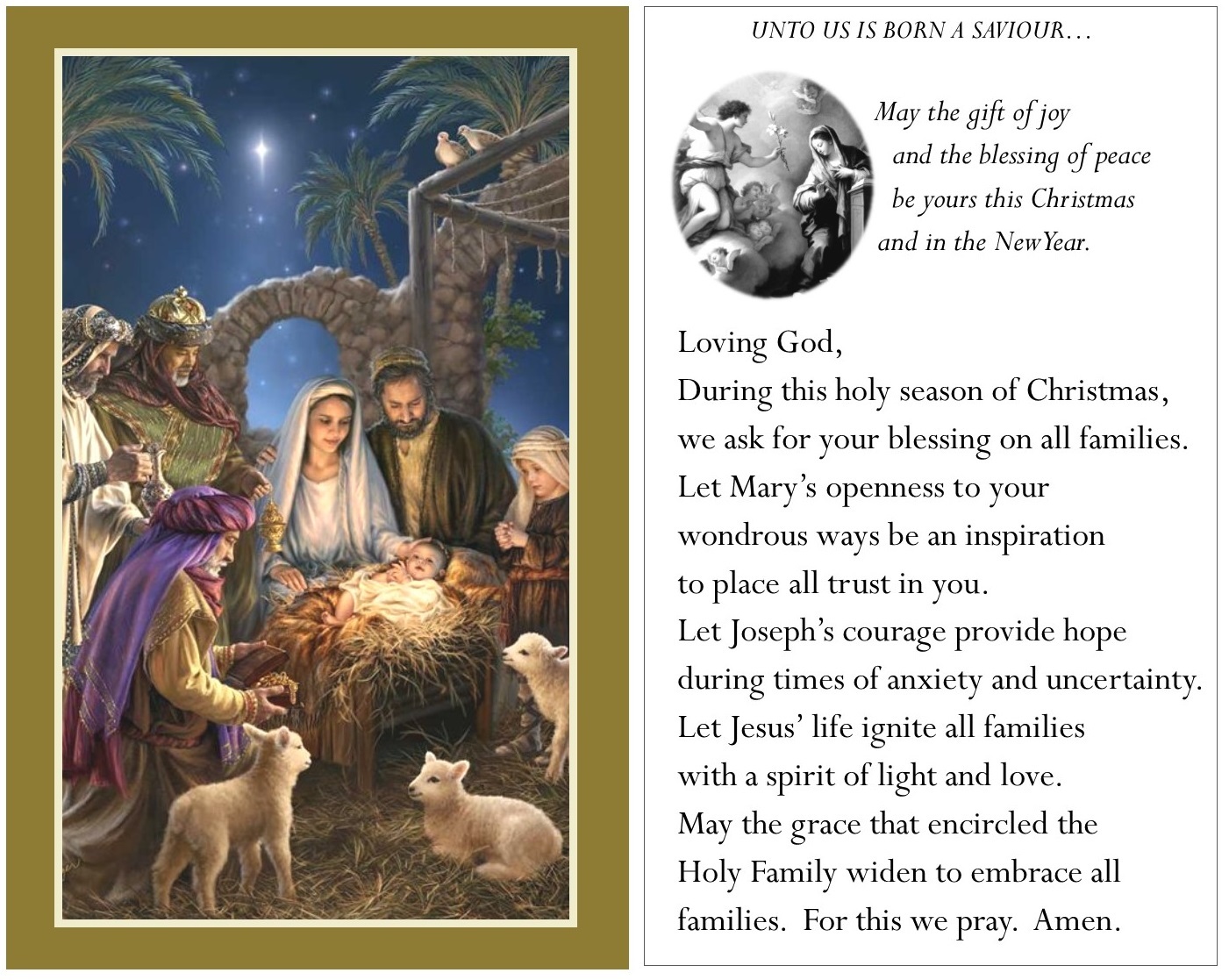 Prayer Card Christmas Nativity Scene 100/Pkg MPN:BCRSHFNAT16 Bulletins ...