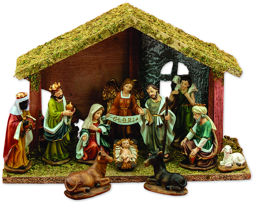 Nativity Set with Wood Stable 5 inches Baroque 11 Pieces MPN:MAL62755 ...