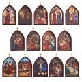  Stations of The Cross Wood Plaque Set of 14 - 10 inch 