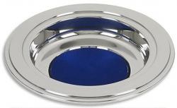  Collection Plate Silver Tone with Blue Felt 