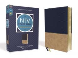  NIV Study Bible, Fully Revised Edition, Leathersoft, Navy/Tan, Red Letter, Comfort Print 