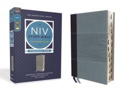  NIV Study Bible, Fully Revised Edition, Personal Size, Leathersoft, Navy/Blue, Red Letter, Thumb Indexed, Comfort Print 