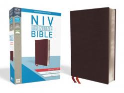  NIV, Thinline Reference Bible, Large Print, Bonded Leather, Burgundy, Red Letter Edition, Comfort Print 