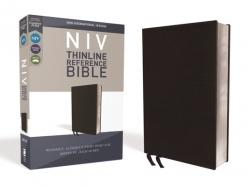  NIV, Thinline Reference Bible, Bonded Leather, Black, Red Letter Edition, Comfort Print 