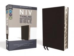  NIV, Thinline Reference Bible, Bonded Leather, Black, Red Letter Edition, Indexed, Comfort Print 