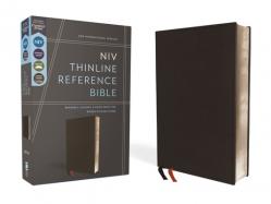  Niv, Thinline Reference Bible (Deep Study at a Portable Size), Genuine Leather, Calfskin, Black, Red Letter, Comfort Print 