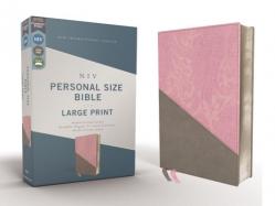  Niv, Personal Size Bible, Large Print, Leathersoft, Pink/Gray, Red Letter Edition, Comfort Print 