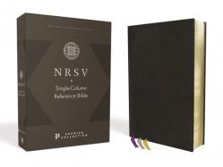  Nrsv, Single-Column Reference Bible, Premium Leather, Goatskin, Black, Premier Collection, Comfort Print 