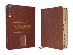  Nkjv, Thompson Chain-Reference Bible, Leathersoft, Brown, Red Letter, Thumb Indexed, Comfort Print 