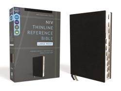  Niv, Thinline Reference Bible (Deep Study at a Portable Size), Large Print, Bonded Leather, Black, Red Letter, Thumb Indexed, Comfort Print 