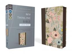  Niv, Thinline Bible, Large Print, Leathersoft, Floral, Zippered, Red Letter, Comfort Print 