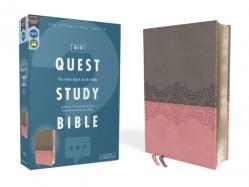  Niv, Quest Study Bible, Leathersoft, Gray/Pink, Comfort Print: The Only Q and A Study Bible 