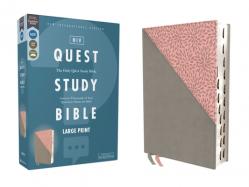  Niv, Quest Study Bible, Large Print, Leathersoft, Gray/Pink, Thumb Indexed, Comfort Print: The Only Q and A Study Bible 