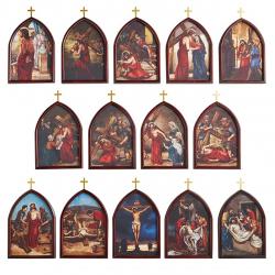  Stations of The Cross Wood Plaque Set of 14 - 10 inch 