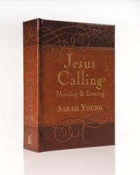  Jesus Calling Morning and Evening, Brown Leathersoft Hardcover, with Scripture References: Yearlong Guide to Inner Peace and Spiritual Growth (a 365-D 