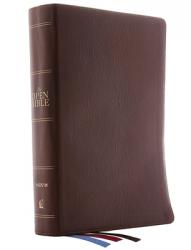  The Niv, Open Bible, Genuine Leather, Brown, Red Letter Edition, Comfort Print: Complete Reference System 