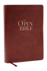  The Open Bible: Read and Discover the Bible for Yourself (NKJV Brown Leathersoft, Red Letter, Comfort Print) 