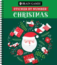  Brain Games - Sticker by Number: Christmas (28 Images to Sticker - Santa Cover - Bind Up) 